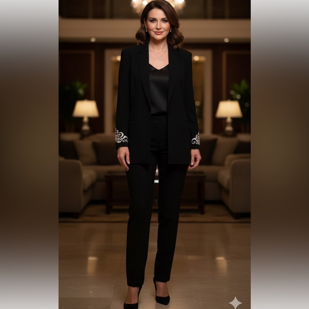 Future ozbek made in Italy Elegant Jacket with Embroidered Details size 8